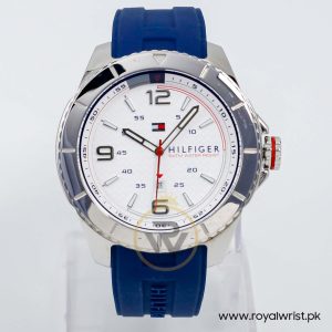 Tommy Hilfiger Men’s Quartz Navy Blue Silicone Strap White Dial 47mm Watch 1790886