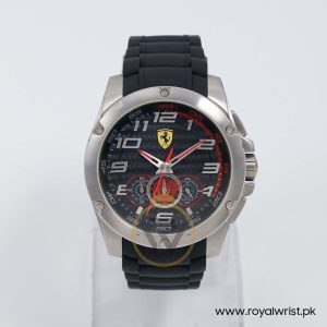 Ferrari Men’s Quartz Black Silicone Strap Black Dial 46mm Watch 830088/1