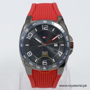 Tommy Hilfiger Men’s Quartz Red Silicone Strap Grey Dial 42mm Watch 1790886/2