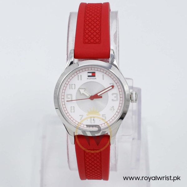 Tommy Hilfiger Women’s Quartz Red Silicone Strap Silver Sunray Dial 30mm Watch 1781135/1