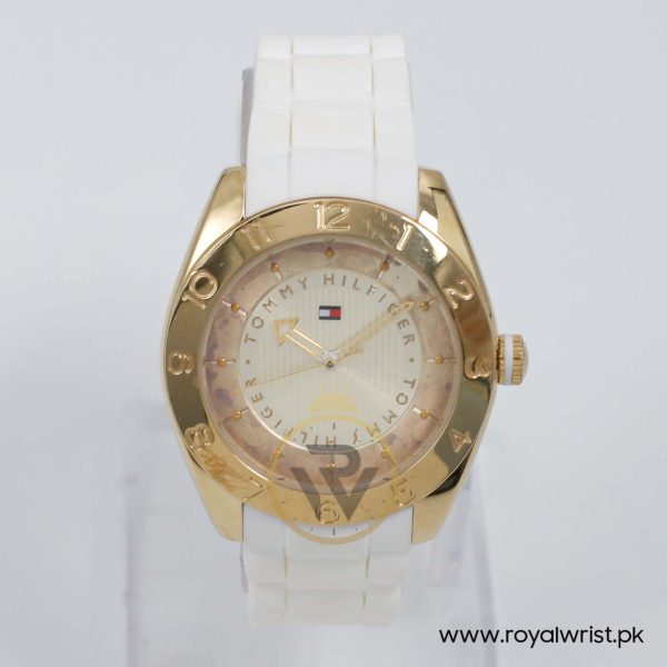 Tommy Hilfiger Women’s Quartz White Silicone Strap Gold Dial 39mm Watch 1781354