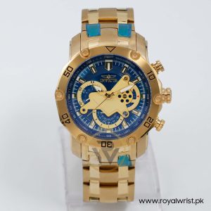 Invicta Men’s Quartz Gold Stainless Steel Blue Dial 49mm Watch 22762