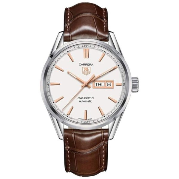 Tag Heuer Carrera Men’s Automatic Swiss Made Brown Leather Strap Grey Dial 41mm Watch WAR201D.FC6291