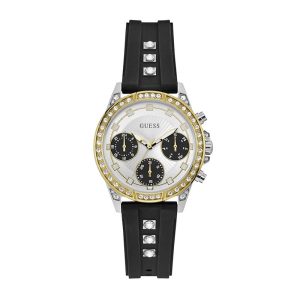 Guess Women’s Quartz Black Silicone Strap White Dial 36mm Watch W1292L1