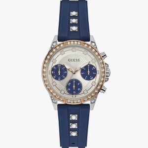 Guess Women’s Quartz Navy Blue Silicone Strap Silver Dial 36mm Watch W1292L2