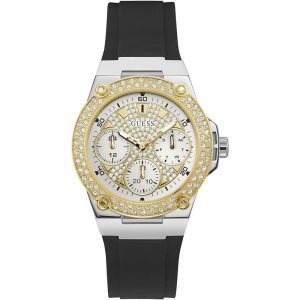 Guess Women’s Quartz Black Silicone Strap Gold & White Dial 39mm Watch W1291L1