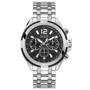 Guess Men’s Quartz Silver Stainless Steel Black Dial 46mm Watch W1258G1