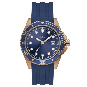 Guess Men’s Quartz Blue Silicone Strap Blue Dial 44mm Watch W1109G3