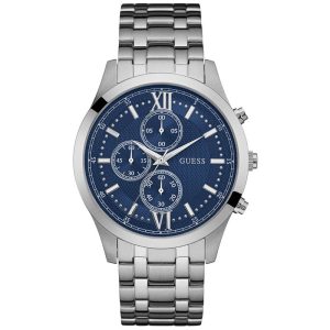 Guess Men’s Quartz Silver Stainless Steel Blue Dial 44mm Watch W0875G1