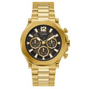 Guess Men’s Quartz Gold Stainless Steel Black Dial 46mm Watch GW0539G2