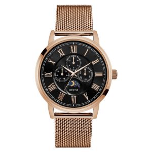 Guess Men’s Quartz Rose Gold Stainless Steel Black Dial 44mm Watch W0871G5