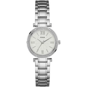 Guess Women’s Quartz Silver Stainless Steel White Dial 30mm Watch W0767L1