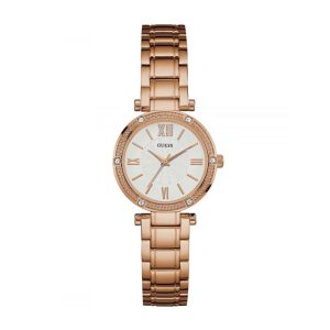 Guess Women’s Quartz Rose Gold Stainless Steel White Dial 30mm Watch W0767L3