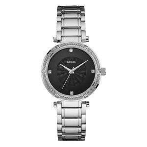 Guess Women’s Quartz Silver Stainless Steel Black Dial 36mm Watch W0695L1