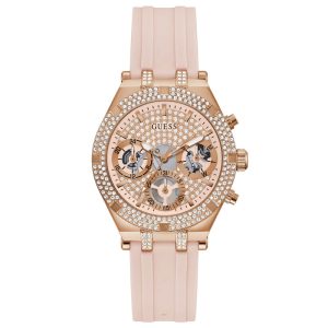 Guess Women’s Quartz Pink Silicone Strap Rose Gold Dial 38mm Watch GW0407L3