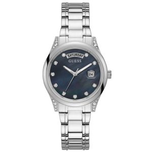 Guess Women’s Quartz Silver Stainless Steel Blue Mother Of Pearl Dial 36mm Watch GW0047L1