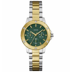 Guess Women’s Quartz Two Tone Stainless Steel Green Dial 35mm Watch GW0723L1