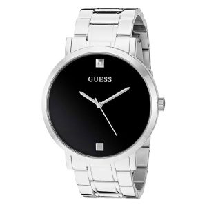 Guess Men’s Quartz Silver Stainless Steel Black Dial 44mm Watch U1315G1