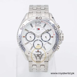 Tommy Hilfiger Men’s Quartz Silver Stainless Steel White Dial 46mm Watch 1791032