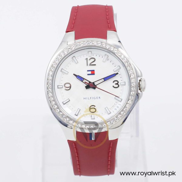 Tommy Hilfiger Women’s Quartz Maroon Silicone Strap White Dial 37mm Watch 1781373