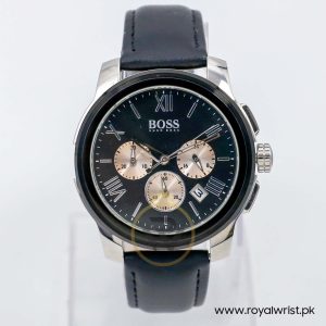 Hugo Boss Men’s Quartz Black Leather Strap Black Dial 42mm Watch 1512490