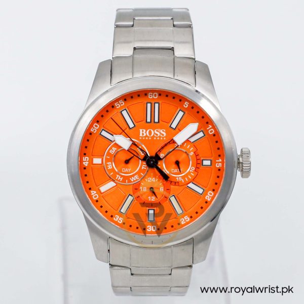 Hugo Boss Men’s Quartz Silver Stainless Steel Orange Dial 44mm Watch 1512932