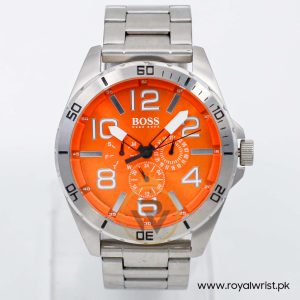 Hugo Boss Men’s Quartz Silver Stainless Steel Orange Dial 48mm Watch 1512944