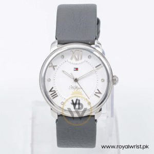 Tommy Hilfiger Women’s Quartz Grey Leather Strap White Dial 36mm Watch 1781002/1