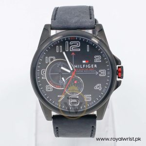 Tommy Hilfiger Men’s Quartz Black Leather Strap Black Dial 46mm Watch 1791005