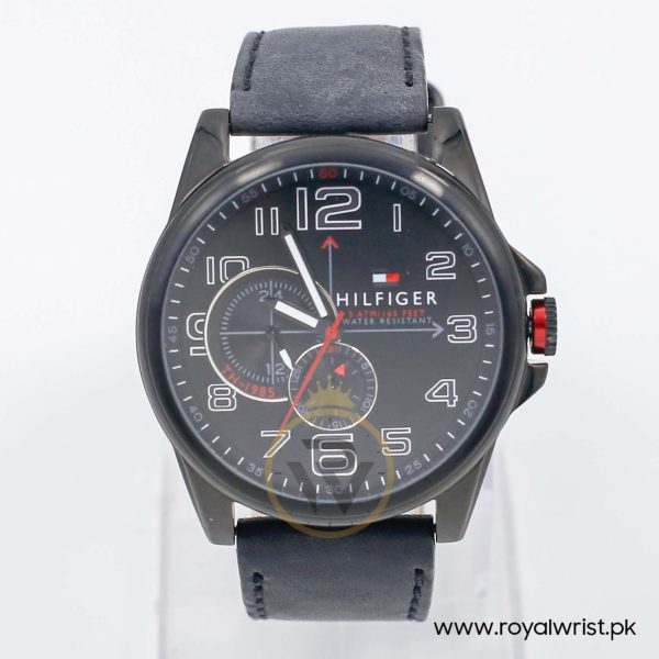 Tommy Hilfiger Men’s Quartz Black Leather Strap Black Dial 46mm Watch 1791005