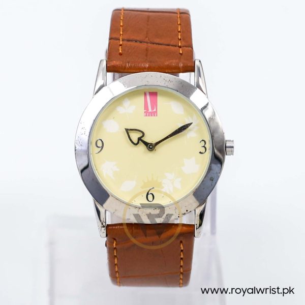 Elle Women’s Quartz Brown Leather Strap Lemon Dial 37mm Watch EL0007