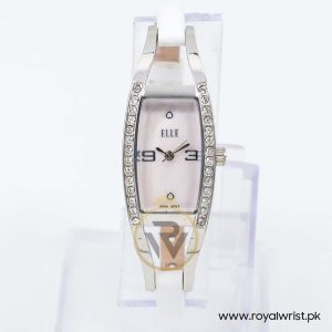 Elle Women’s Quartz White Leather Strap Mother Of Pearl Dial 19mm Watch EL20001S3C