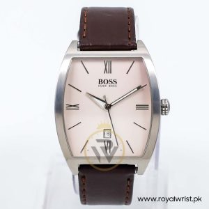 Hugo Boss Men’s Quartz Dark Brown Leather Off-White Dial 37mm Watch 1512026