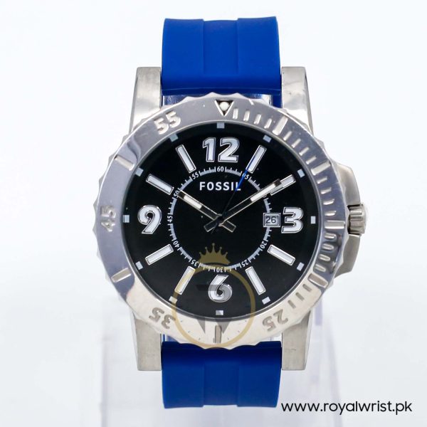 Fossil Men’s Quartz Blue Silicone Strap Black Dial 45mm Watch BQ1022