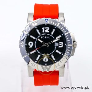 Fossil Men’s Quartz Red Silicone Strap Black Dial 45mm Watch BQ1022/4