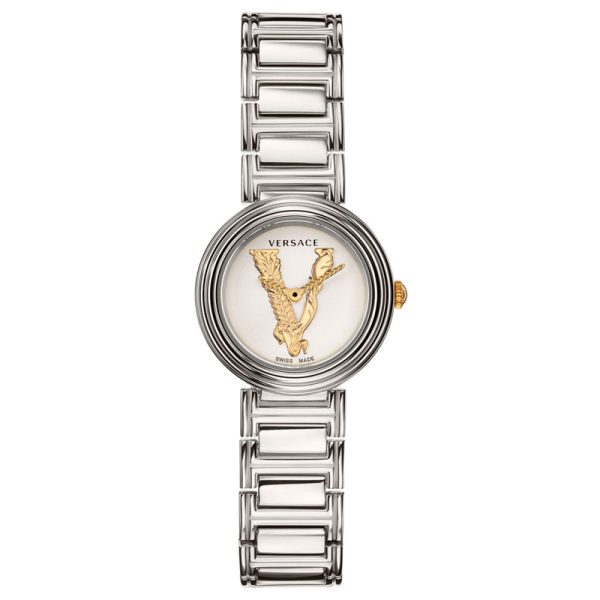 Versace Women’s Quartz Swiss Made Silver Stainless Steel Silver Dial 28mm Watch VET300621