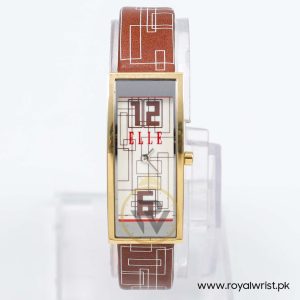 Elle Women’s Quartz Brown Leather Strap White Line Multi Dial 19mm Watch EL20116SO5C