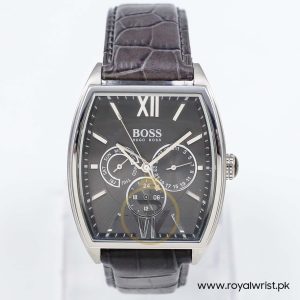 Hugo Boss Men’s Quartz Dark Grey Leather Strap Grey Dial 38mm Watch 1512398