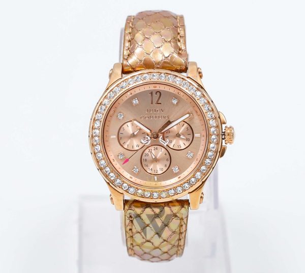 Juicy Couture Women’s Quartz Rose Gold Leather Strap Rose Gold Dial 38mm Watch 1901065