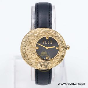 Elle Women’s Quartz Black Leather Strap Black Dial 36mm Watch EL30042S04K