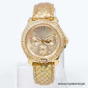 Juicy Couture Women’s Quartz Gold Leather Strap Champagne Dial 38mm Watch 1901062