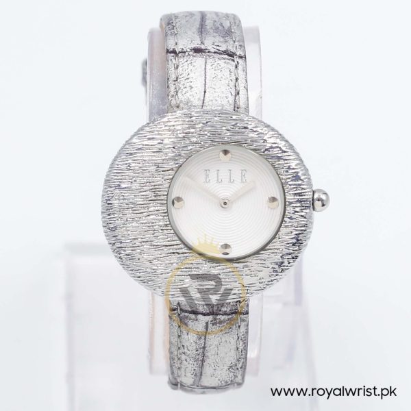 Elle Women’s Quartz Silver Grey Leather Strap White Dial 36mm Watch EL30042S01K