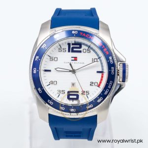 Tommy Hilfiger Men’s Quartz Blue Silicone Strap White Dial 46mm Watch 1790855