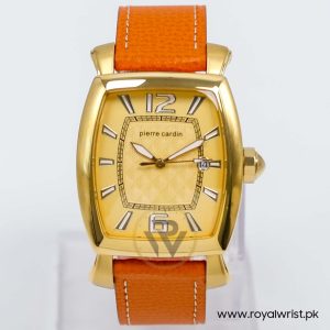 Pierre Cardin Men’s Quartz Orange Leather Strap Gold Dial 36mm Watch PC10028/G4