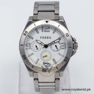 Fossil Men’s Quartz Silver Stainless Steel White Dial 45mm Watch BQ2021