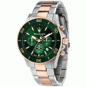 Maserati Men’s Quartz Two Tone Stainless Steel Green Dial 43mm Watch R8873600004