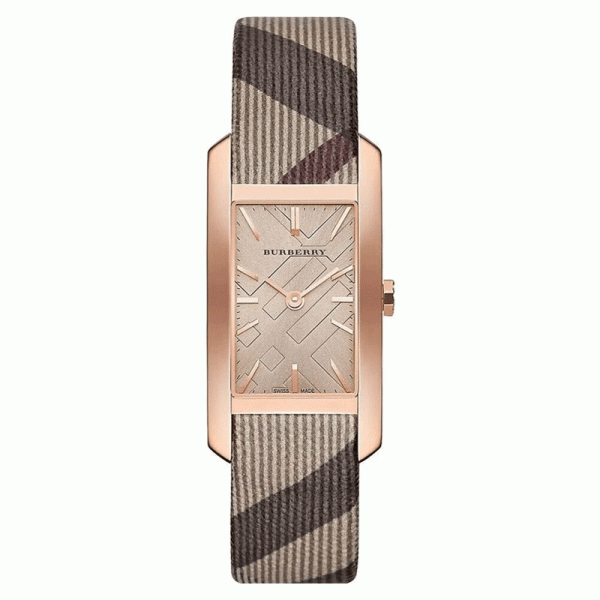 Burberry Women’s Swiss Made Quartz Multicolor Leather Strap Rose Gold Dial 26mm Watch BU9408