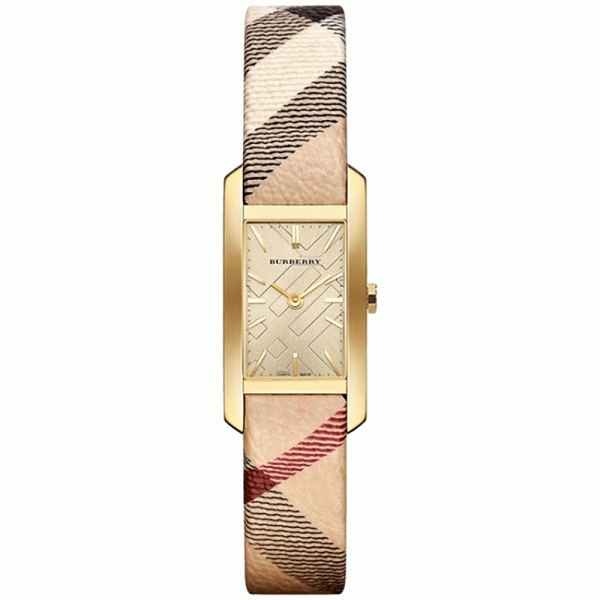 Burberry Women’s Swiss Made Quartz Multicolor Leather Strap Gold Dial 20mm Watch BU9509