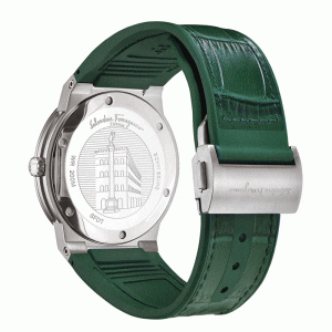 Ferragamo Swiss Made Quartz Green Hybrid Strap Green Dial 41mm Watch SFDT00119