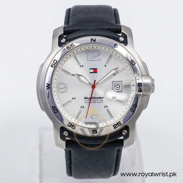 Tommy Hilfiger Men’s Quartz Black Leather Strap Silver Dial 48mm Watch 1790899